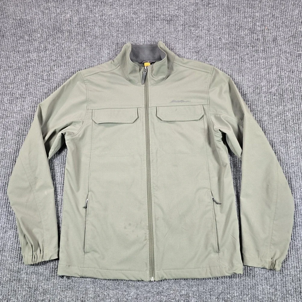 Eddie Bauer‎ Travex Jacket Mens Medium Green Softshell Windbreaker Full Zip Hike